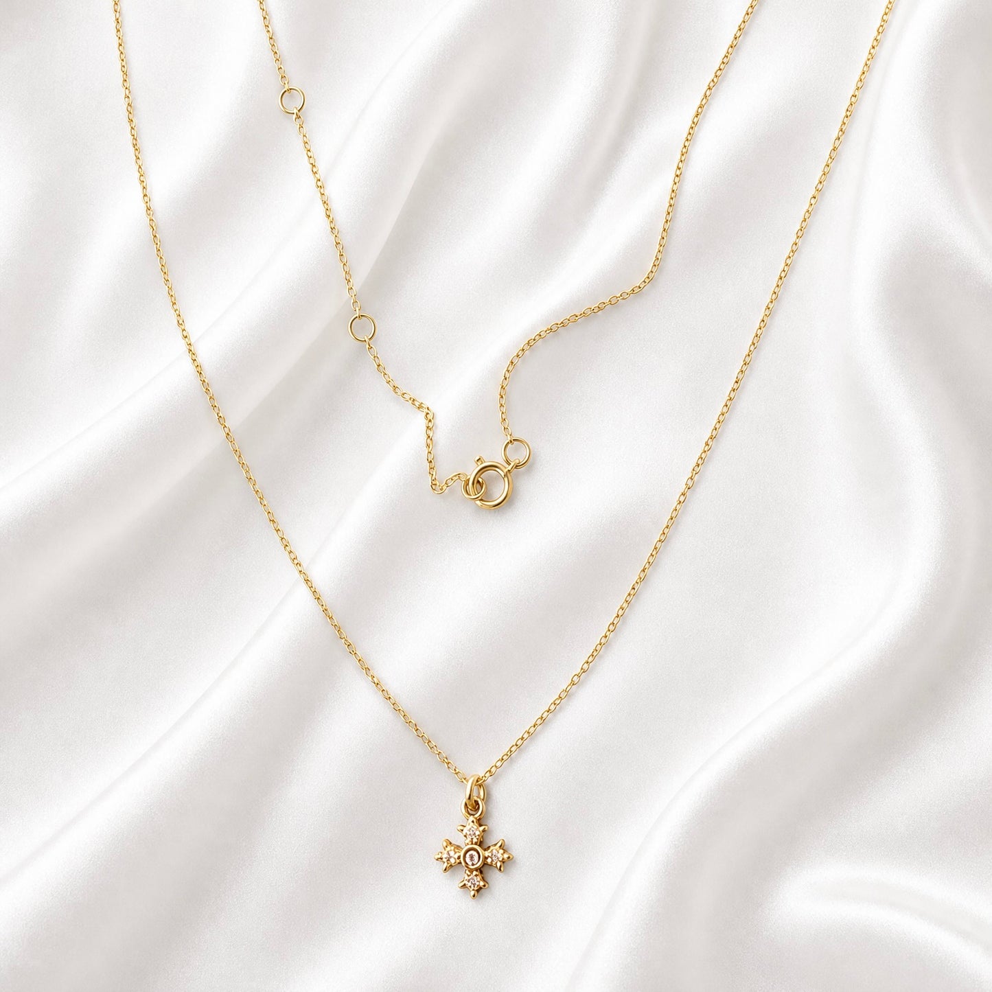 LUXURY GOLD SQUARE CZ CROSS