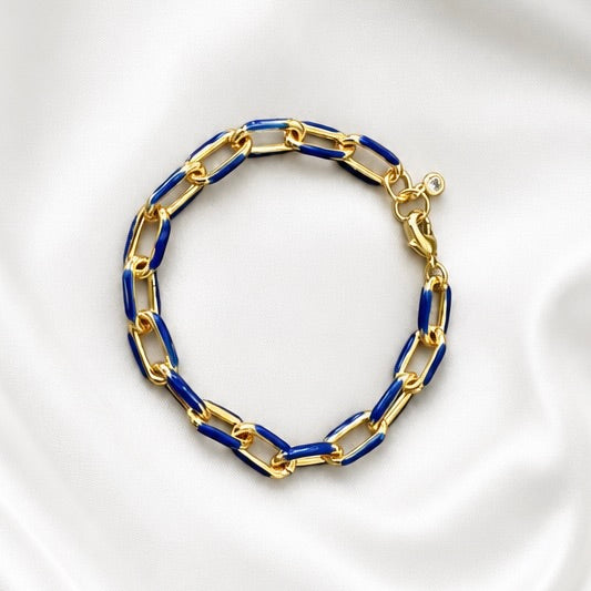 BLUE ENAMEL PAPERCLIP BRACELET