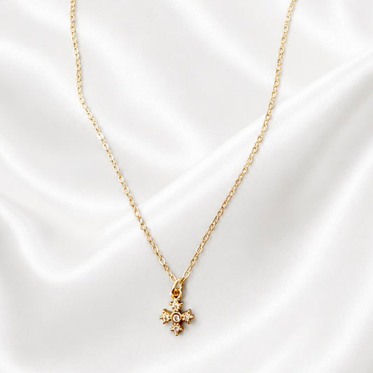 LUXURY GOLD SQUARE CZ CROSS