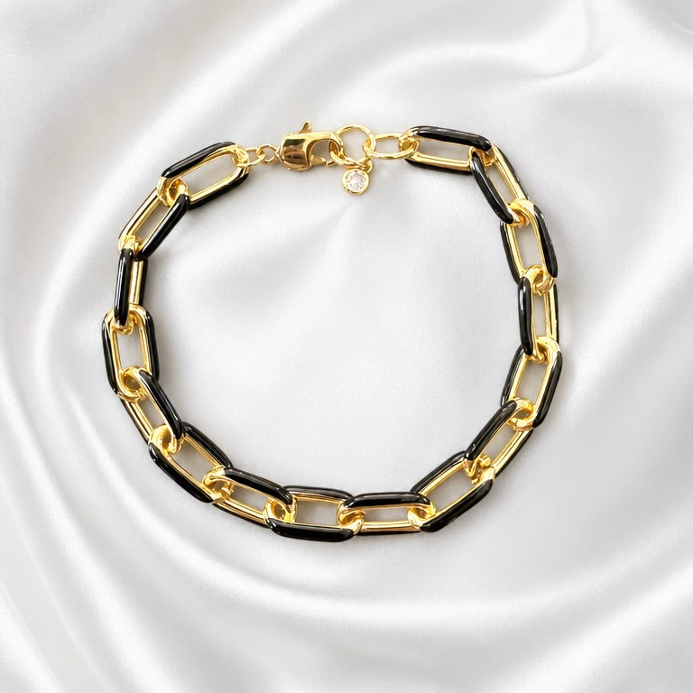 BLACK ENAMEL PAPERCLIP BRACELET