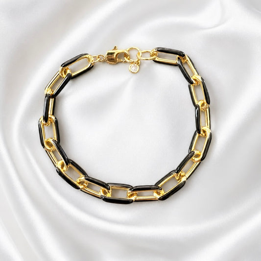 BLACK ENAMEL PAPERCLIP BRACELET