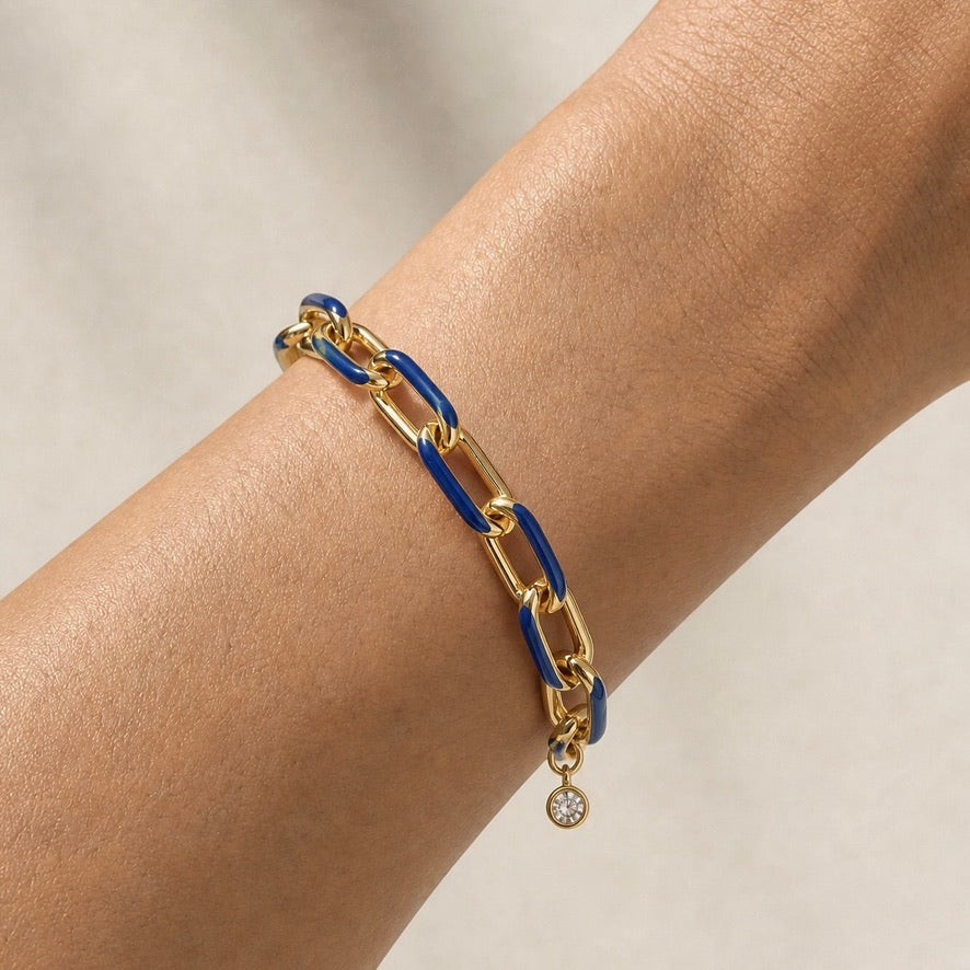 BLUE ENAMEL PAPERCLIP BRACELET