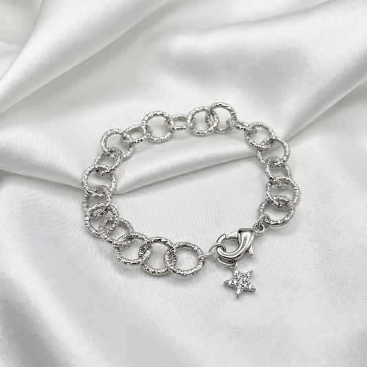 SPARKLY SILVER CIRCLES BRACELET