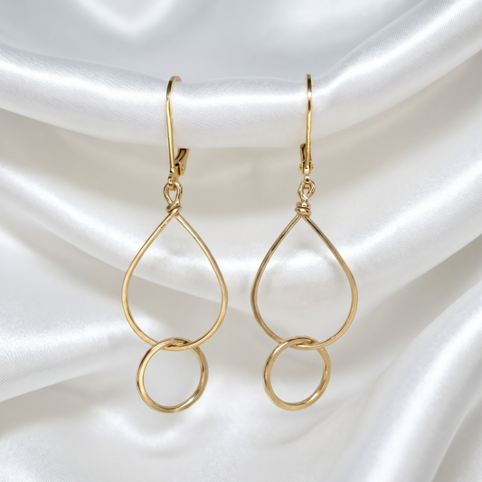 GOLD HAMMERED TEAR DROP SMALL CIRCLE