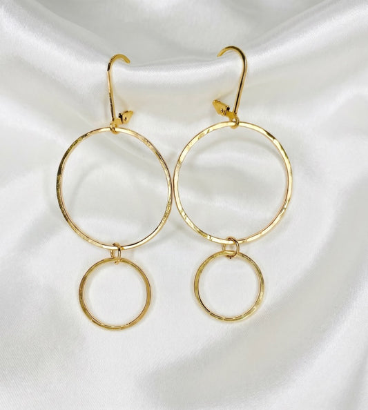 LARGE HAMMERED GOLD ROUND CIRCLES