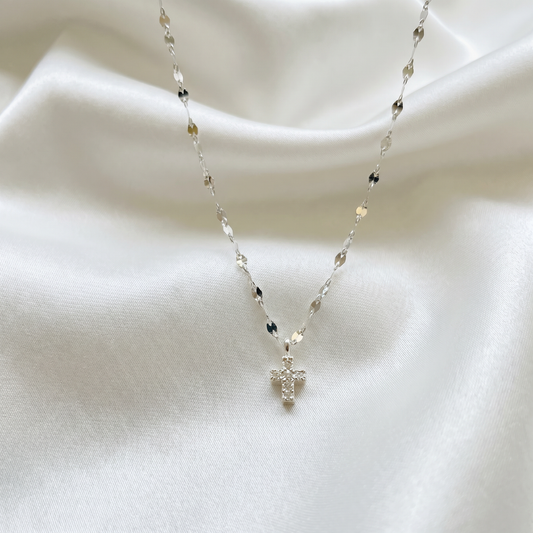 SILVER MINI CROSS NECKLACE