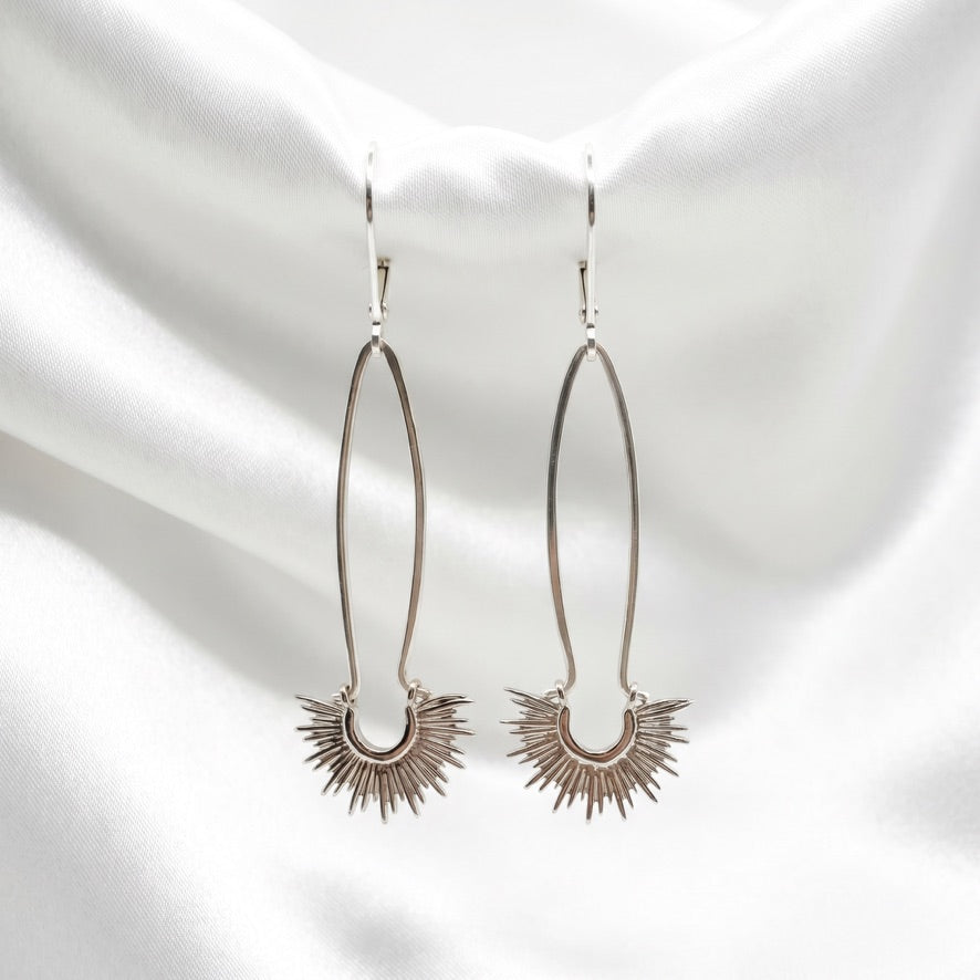 SILVER SUNBURST EARRINGS
