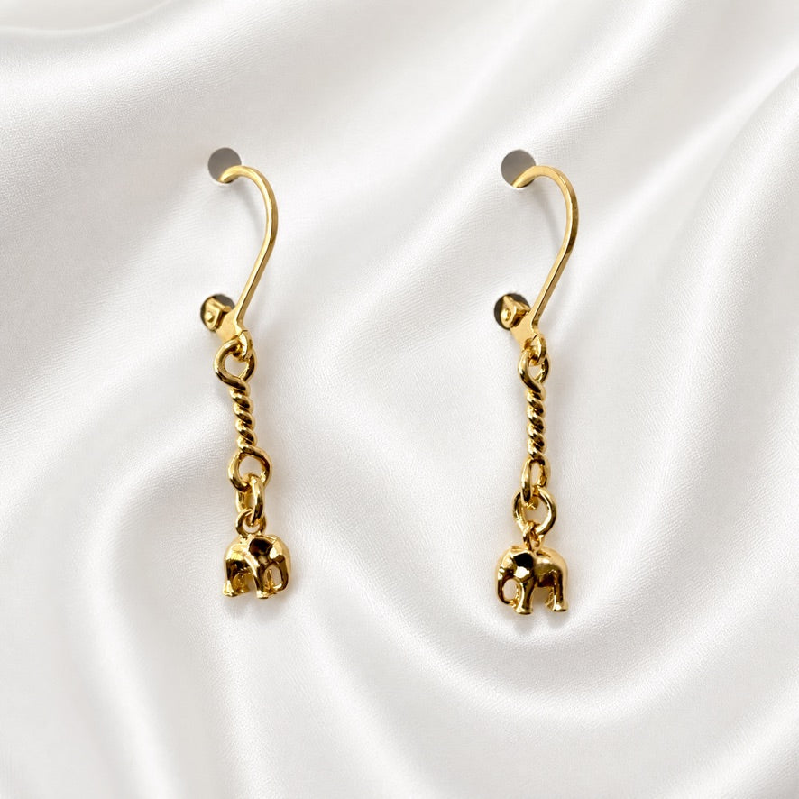 TWISTED LINK ELEPHANT EARRINGS