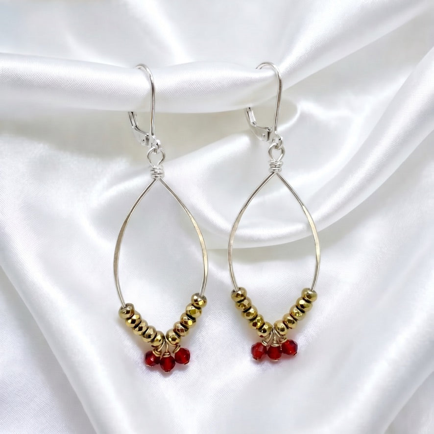 UNIQUE SILVER MARQUISE EARRINGS